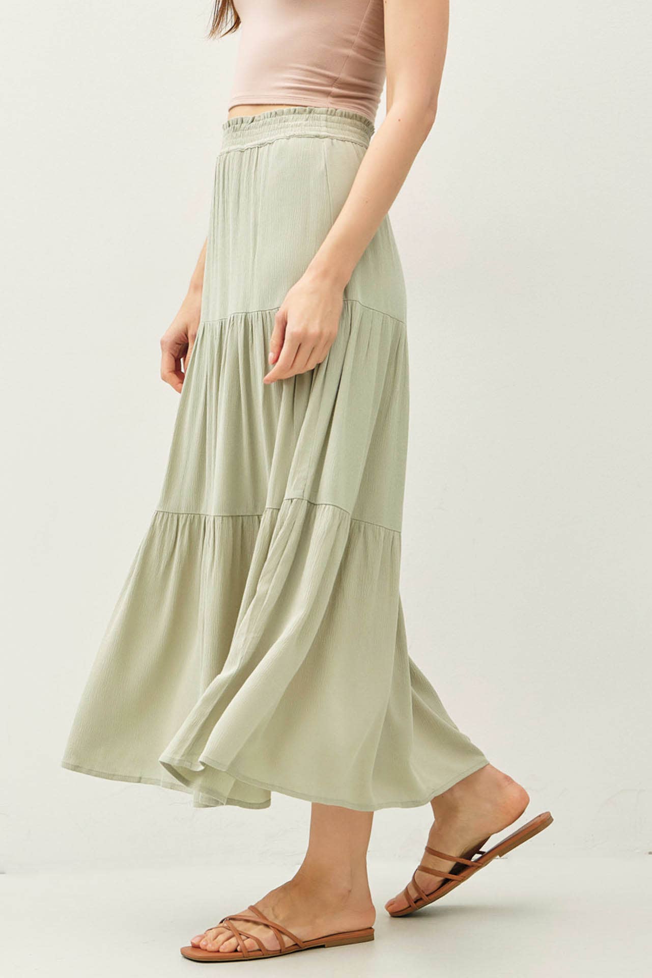 Smocked Waist Tiered Skirt