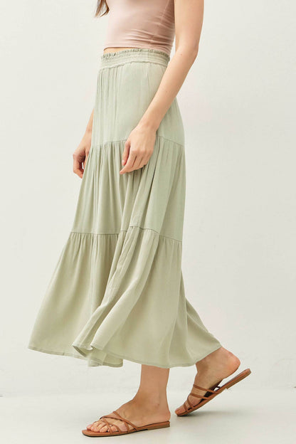 Smocked Waist Tiered Skirt