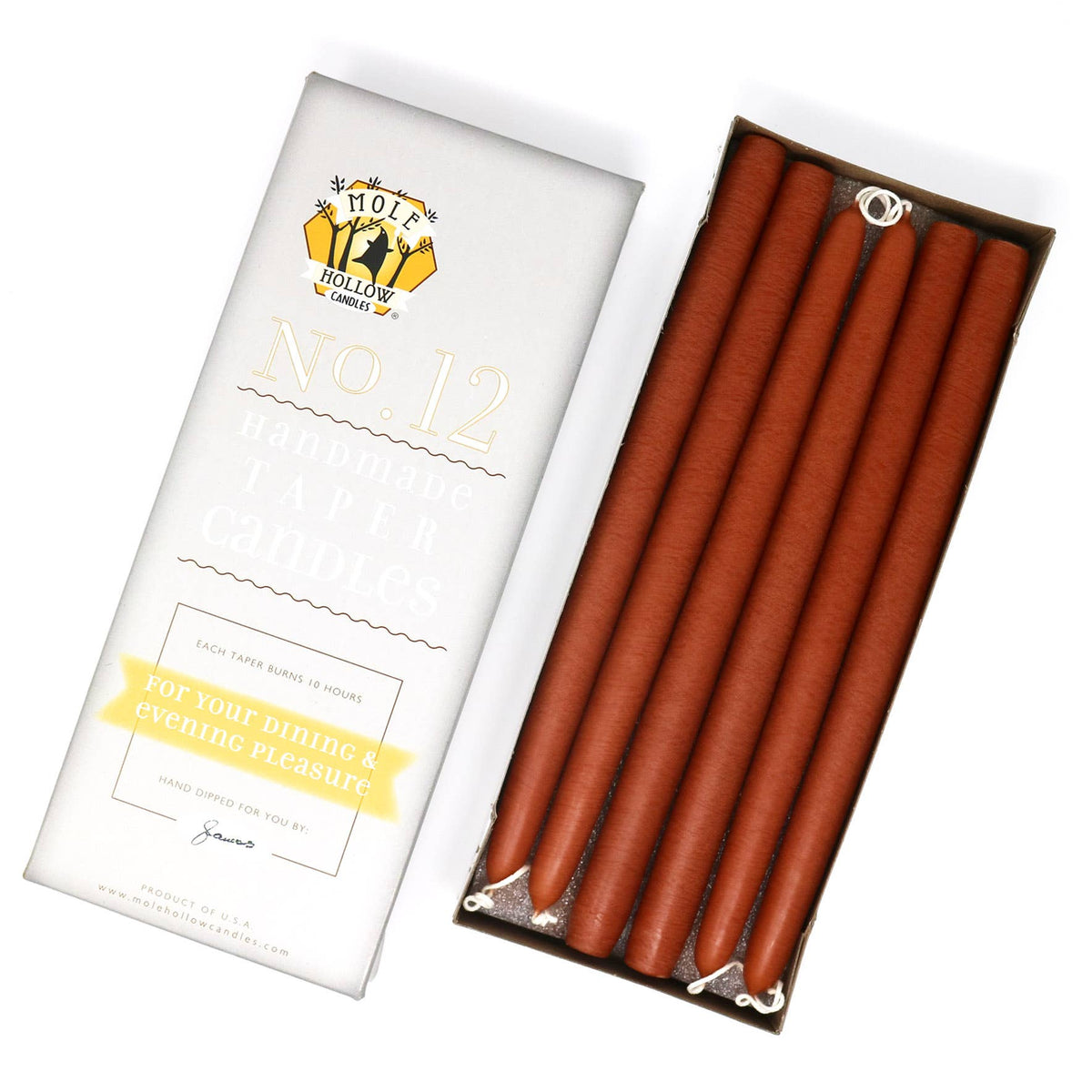 12" Hand Dipped Taper Candles USA Made
