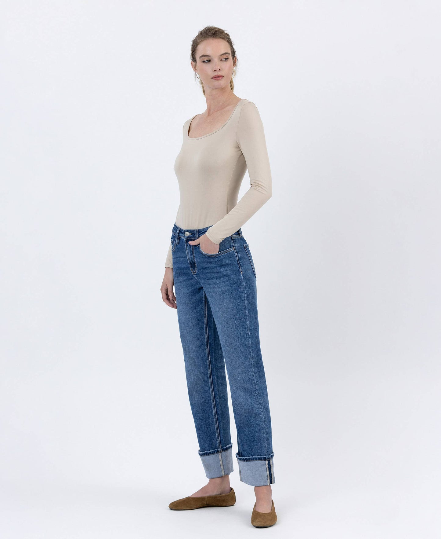 Classic Ankle Cuff High Rise Jean