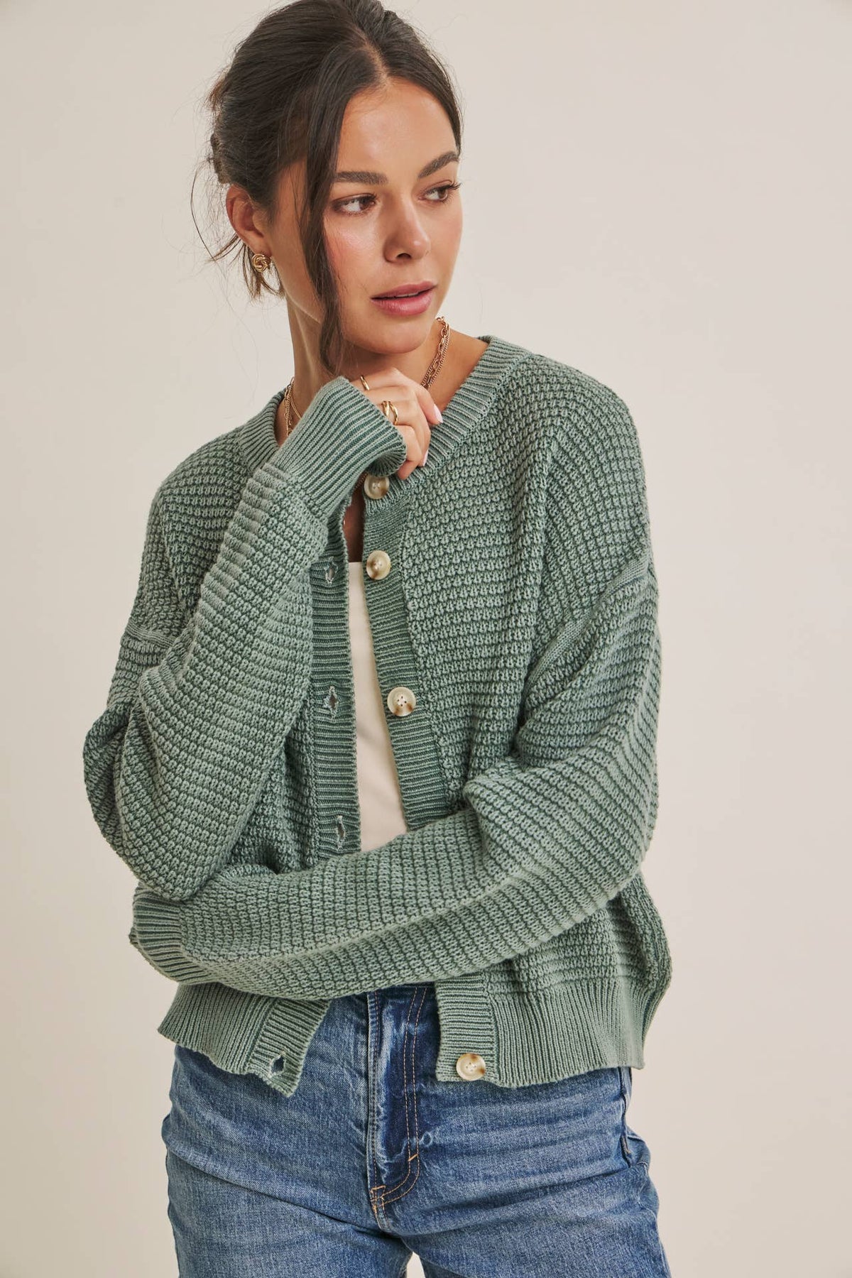 Mineral Waffle Cardigan