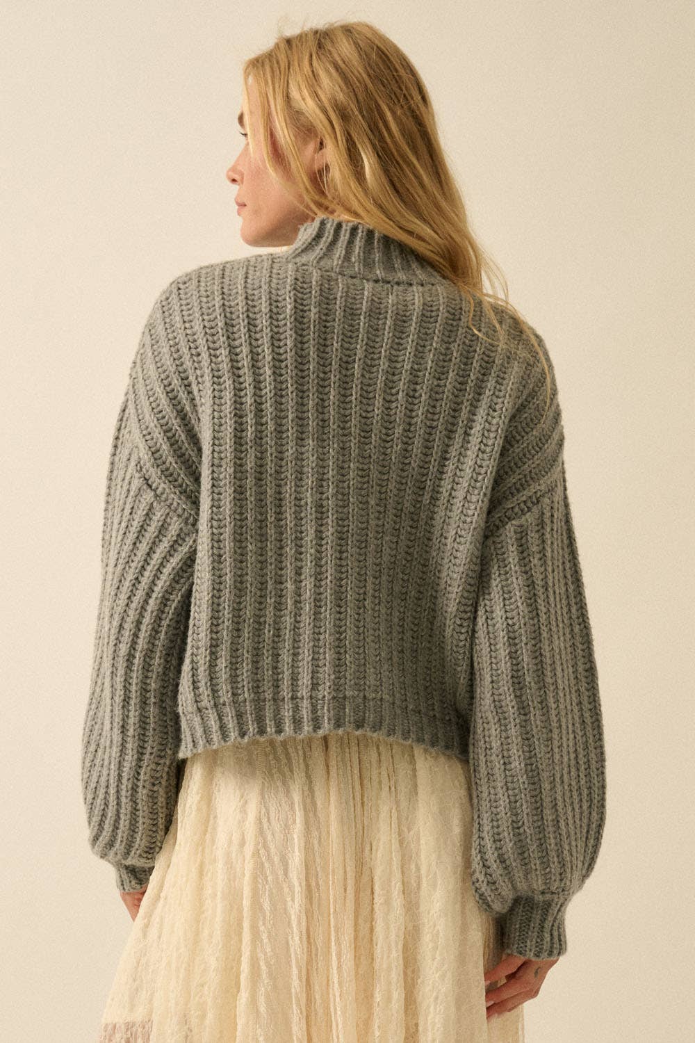 Essential Wide Sleeve Rib Knit Sweater