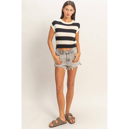 Striped Ribbed Knit Top