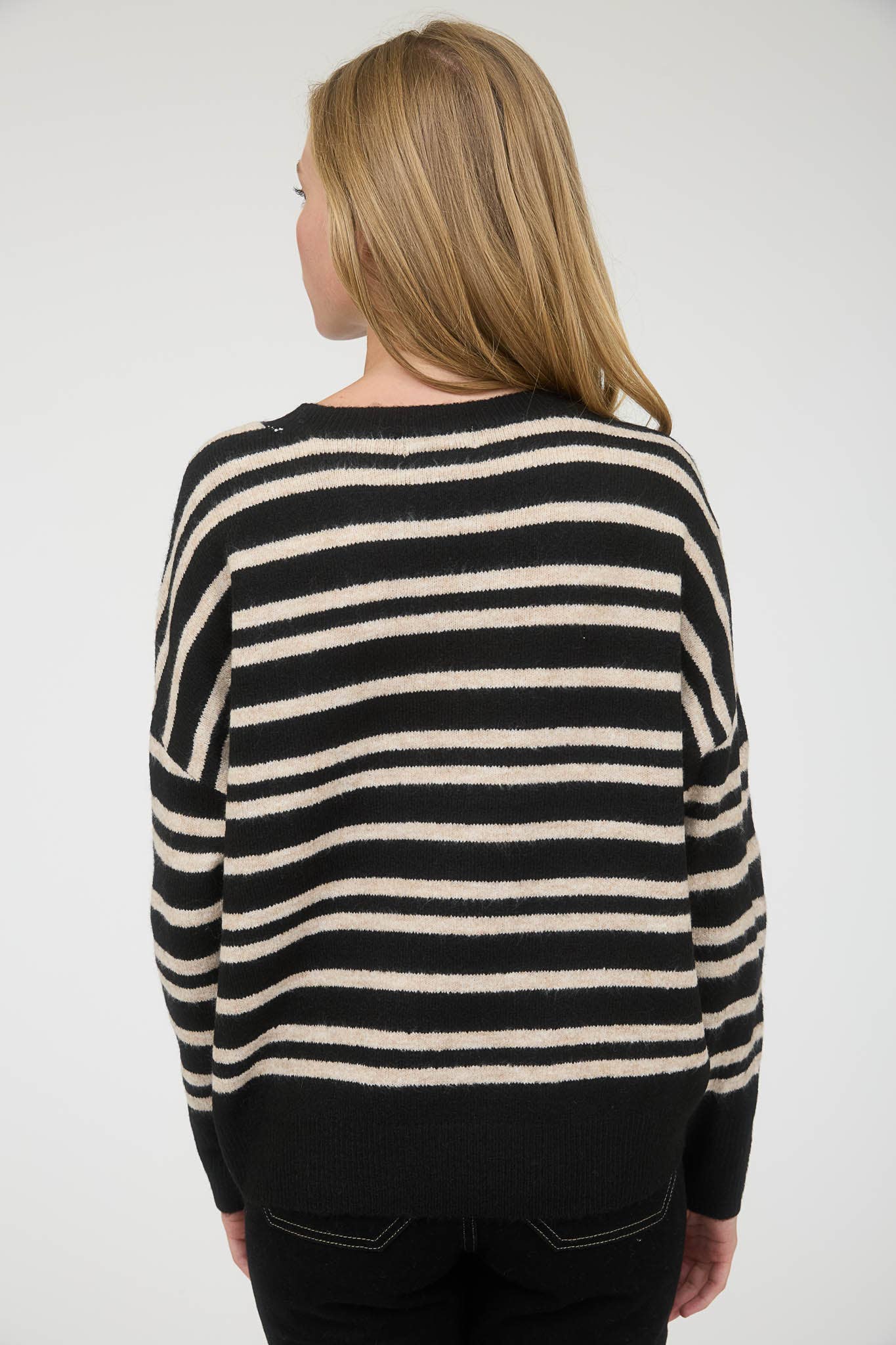Cozy Front Seam Striped Sweater