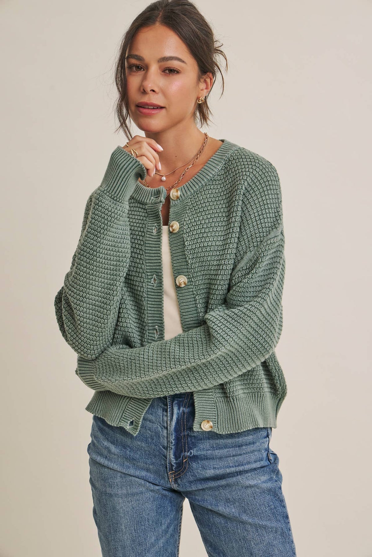 Mineral Waffle Cardigan