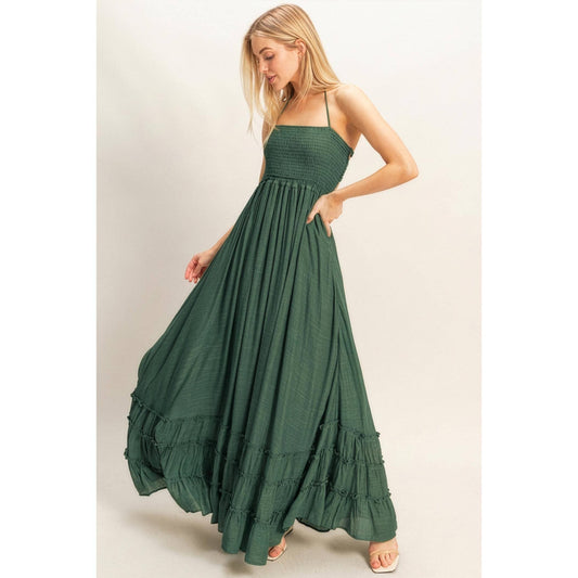 Smocked Halter Maxi Dress