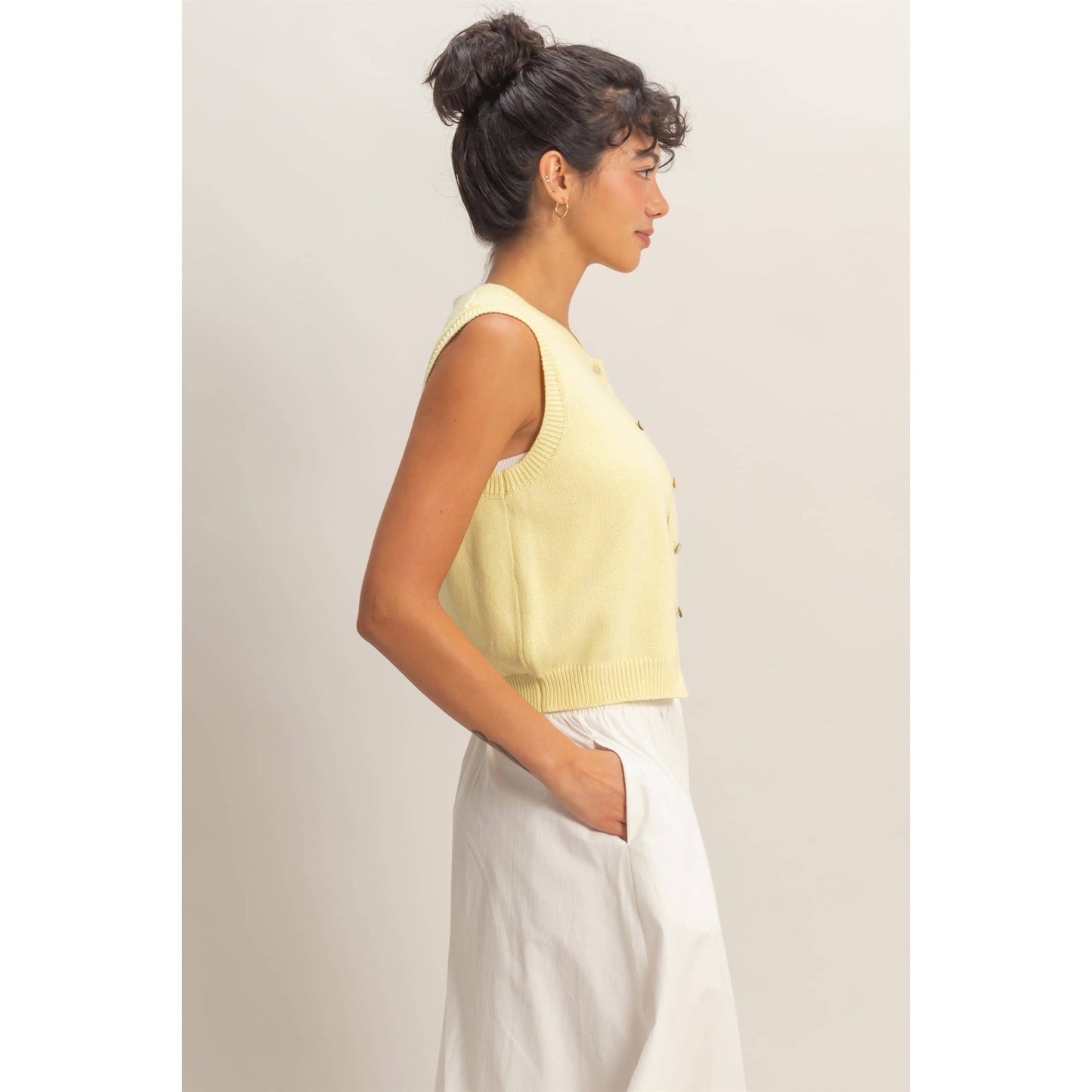 Button Up Sleeveless Cardigan