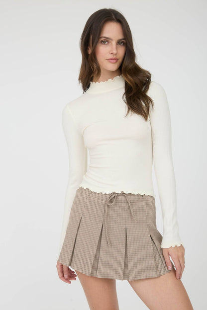 Lettuce Trim Mock Neck Sweater