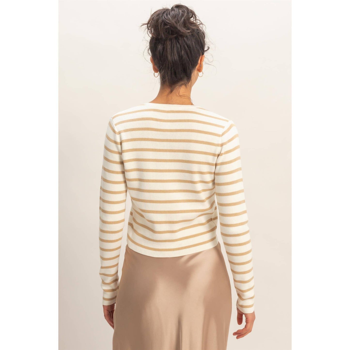 Striped Button-Up Cardigan