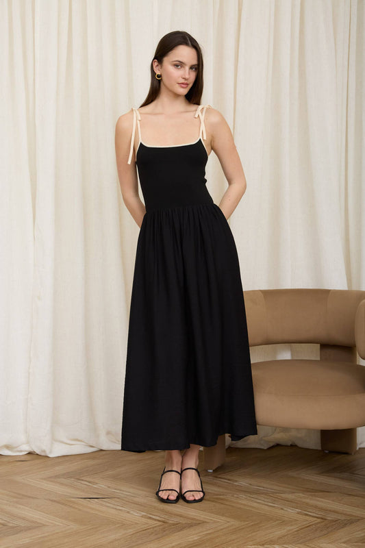 Charming Contrast Midi Dress