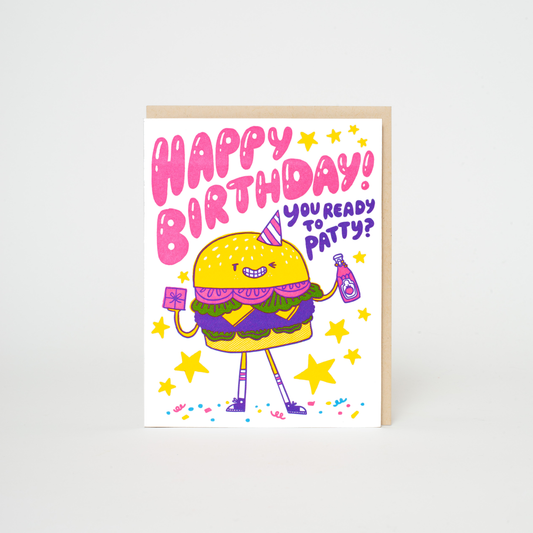 Birthday Burger Punny Letterpress Greeting Card by Hello!Lucky