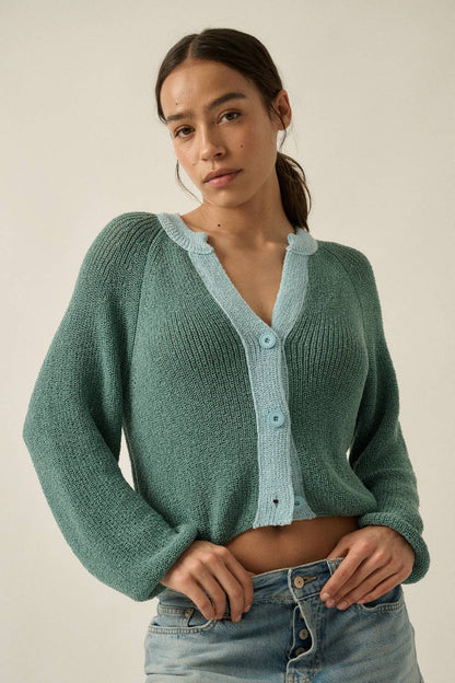 Best Selling Ribbed Knit Contrast Cardi