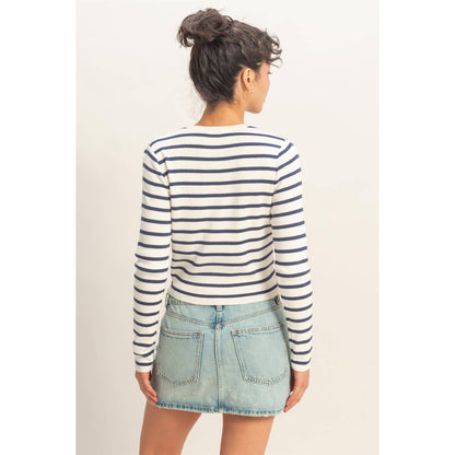 Striped Button-Up Cardigan