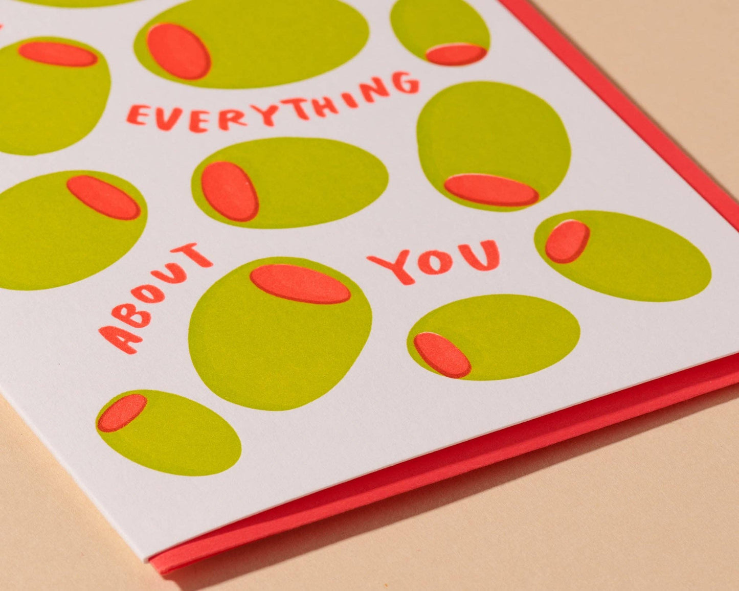 Letterpress Olive Everything About You Card