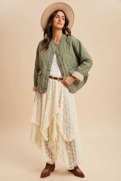 Quilted Sherpa Lined Puffer Jacket