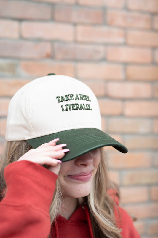 Take A Hike. Literally. Embroidered Trucker - Forest