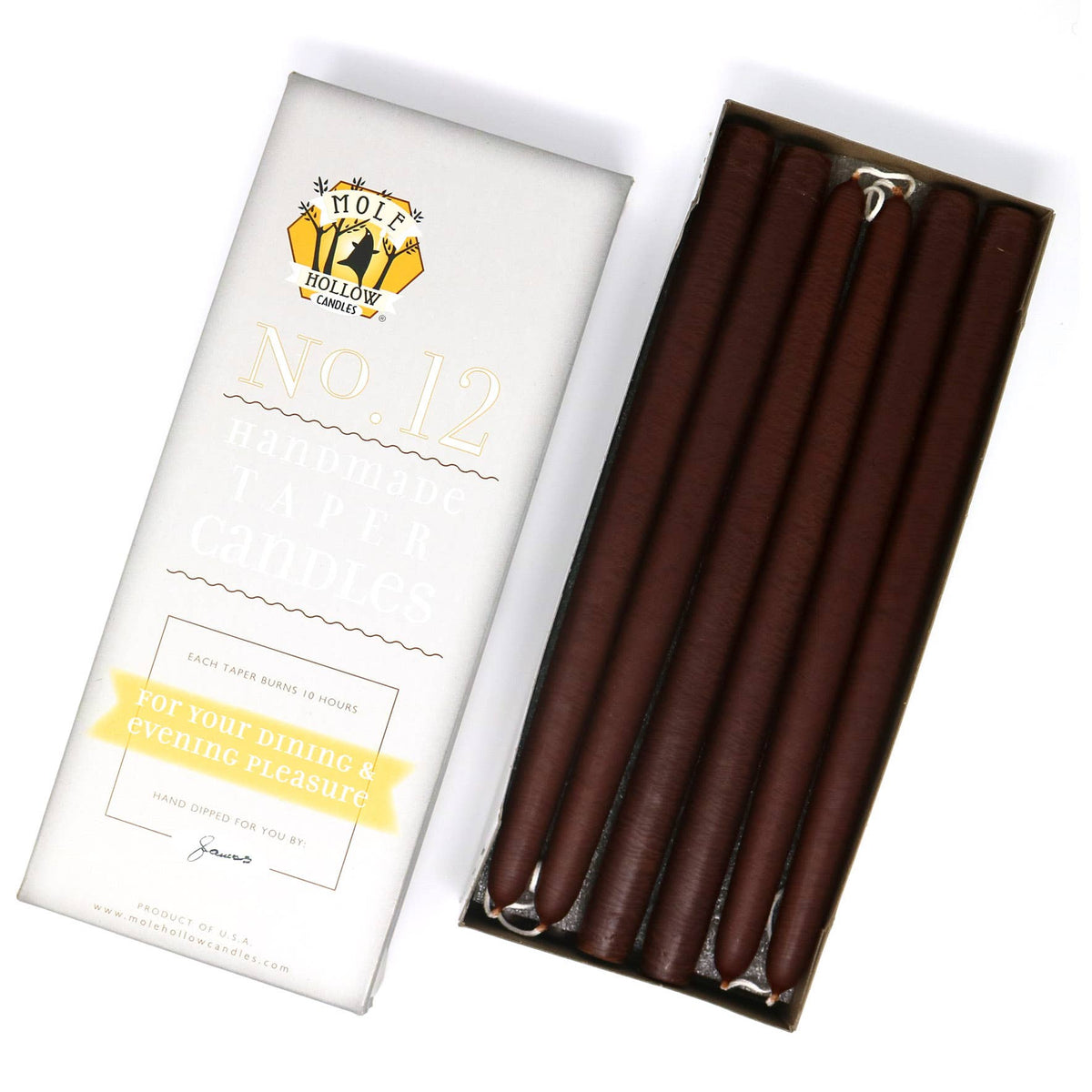 12" Hand Dipped Taper Candles USA Made