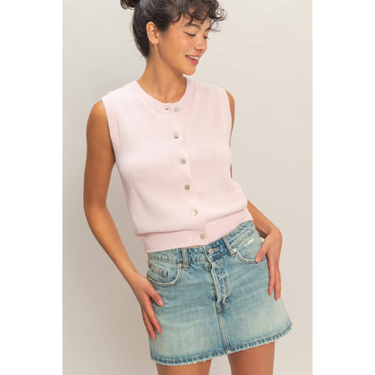Button Up Sleeveless Cardigan