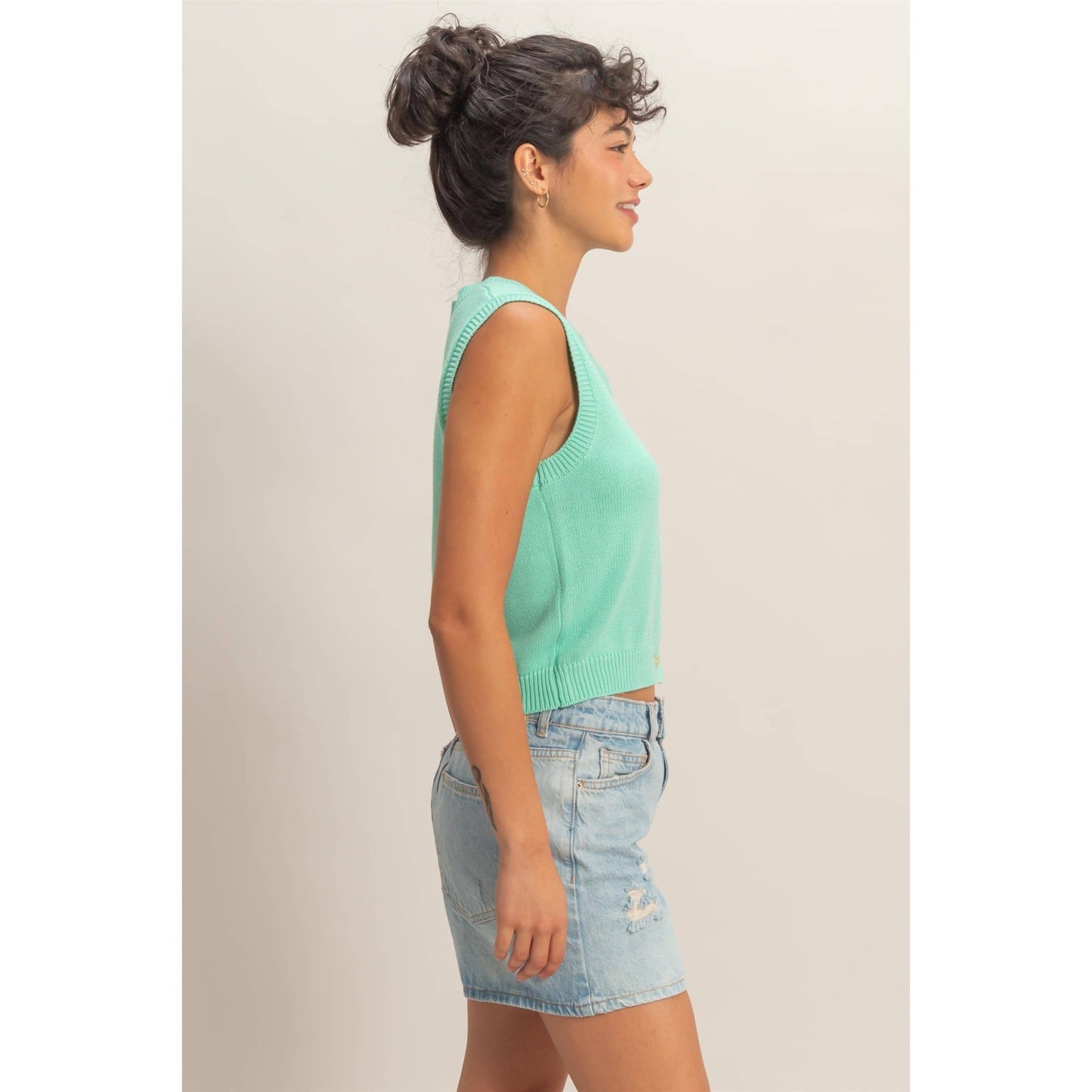 Button Up Sleeveless Cardigan