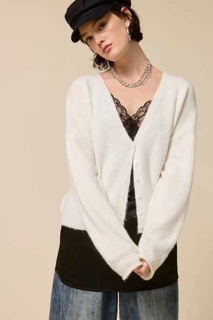 Soft V Neck Button Up Cardigan