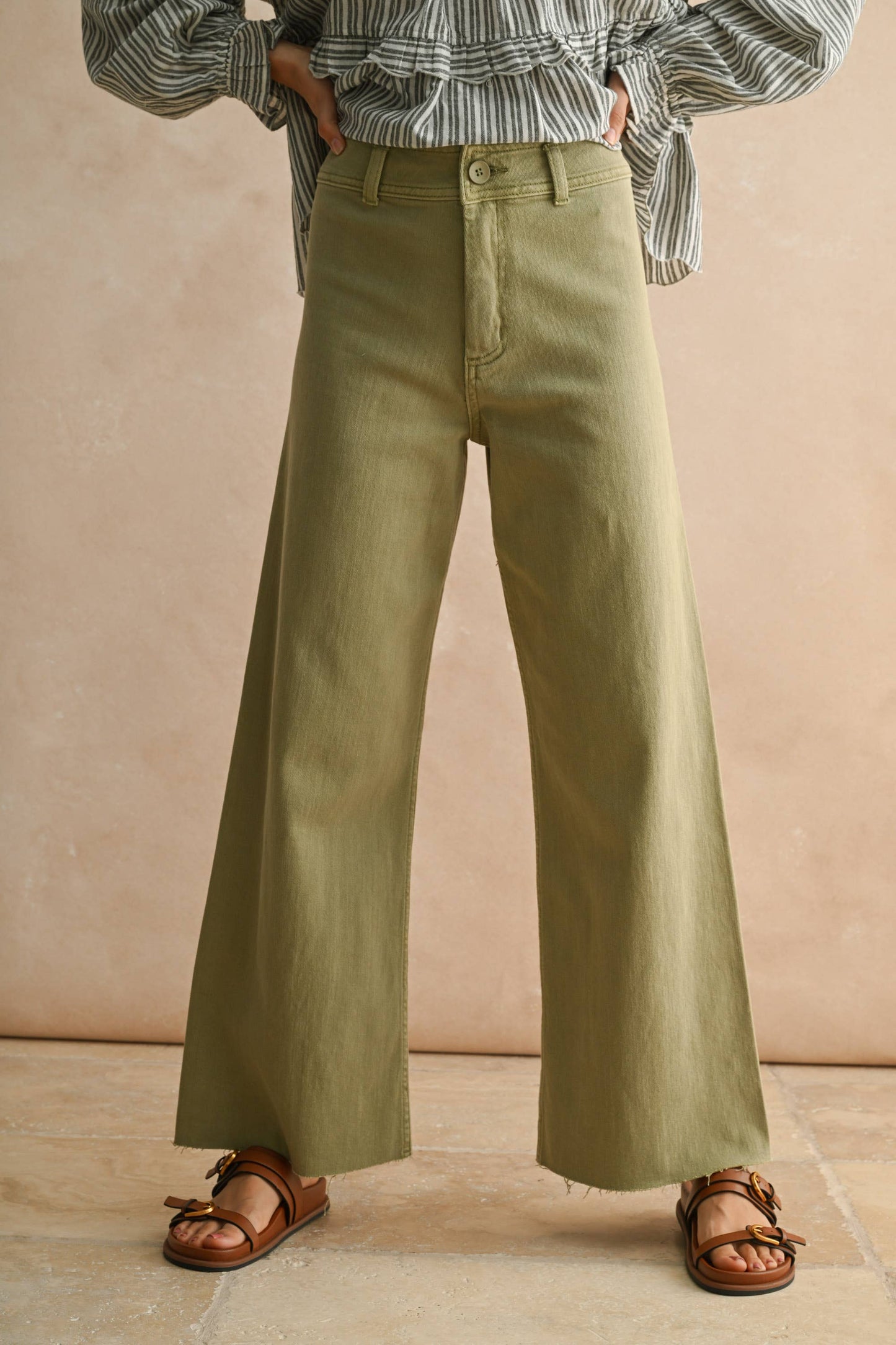 Stone Wide Leg Denim Pants