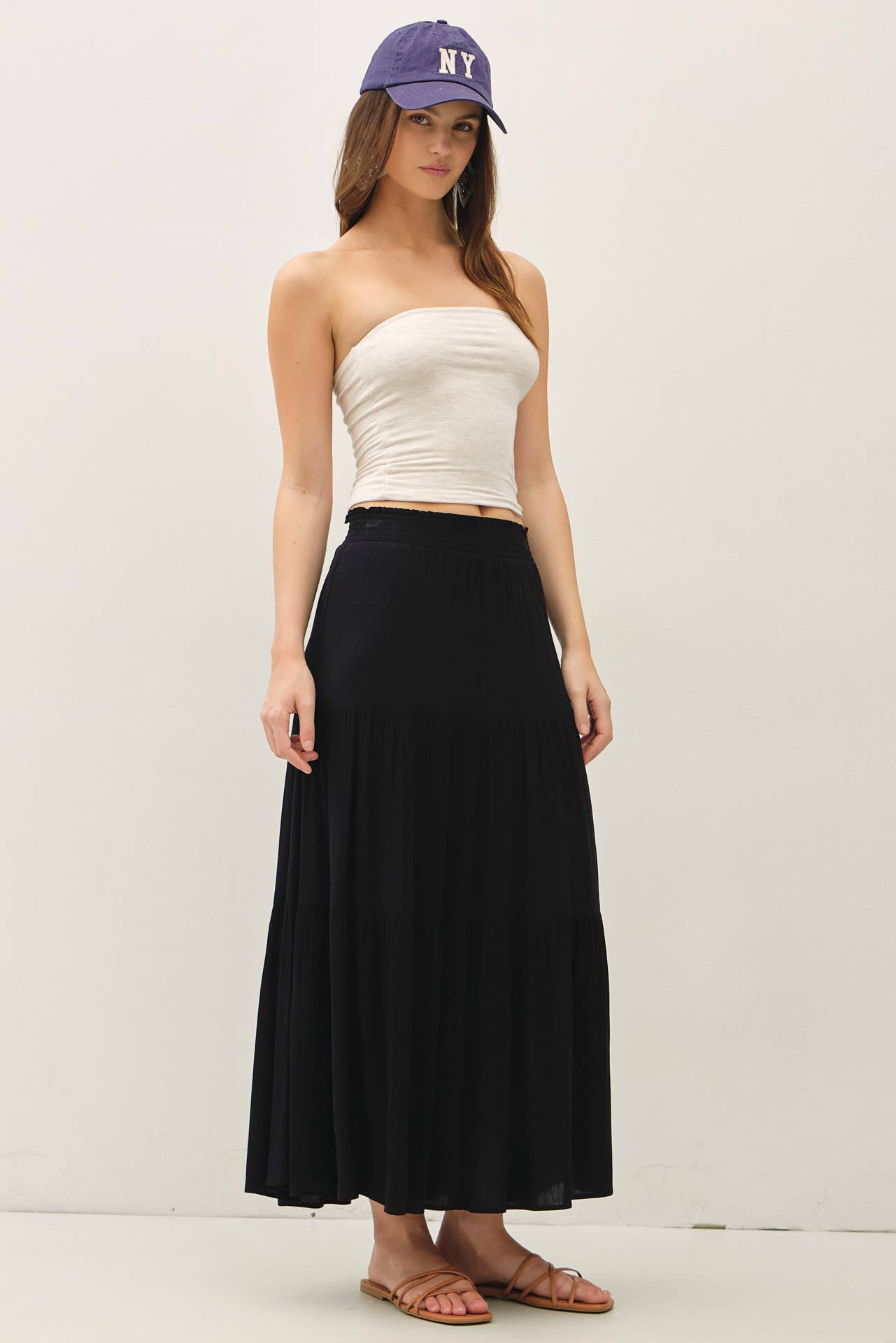Smocked Waist Tiered Skirt