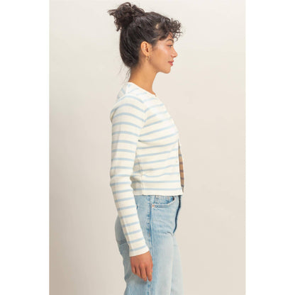 Striped Button-Up Cardigan