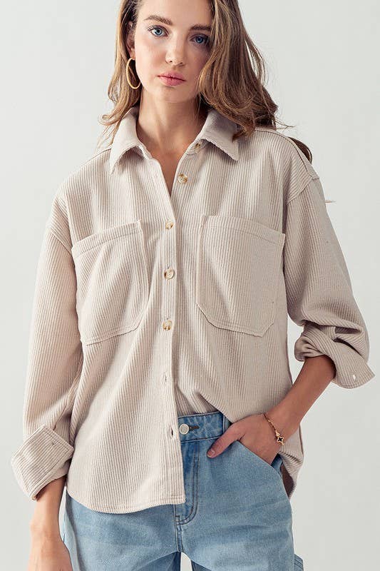 Soft and Stretchy Cord Button Up