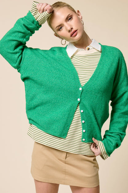 Soft V Neck Button Up Cardigan