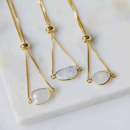 Faceted Gemstone Adjustable Bracelet
