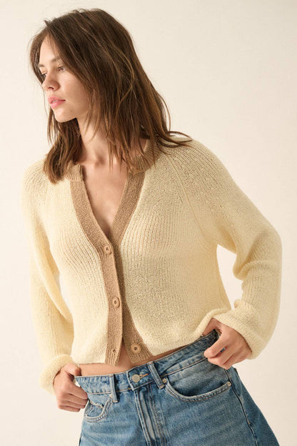 Best Selling Ribbed Knit Contrast Cardi