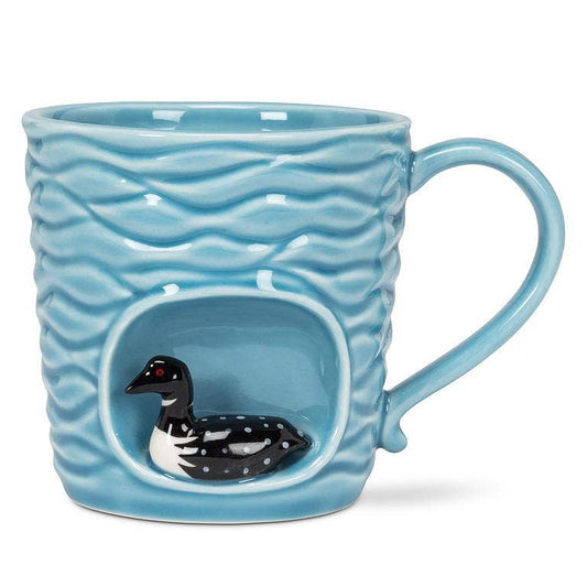 Wavy Blue Mug with Loon
