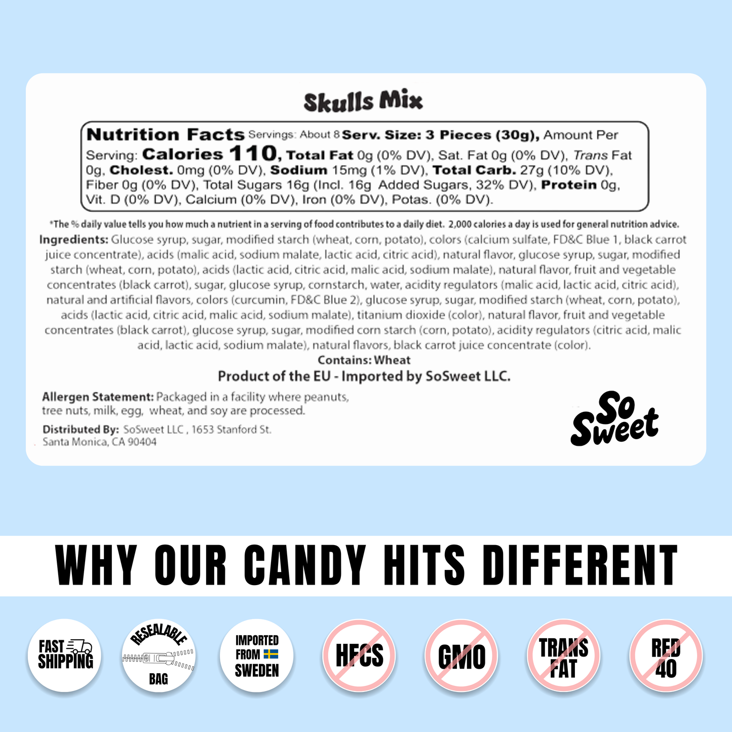 Swedish Candy Skulls Mix (8 oz)