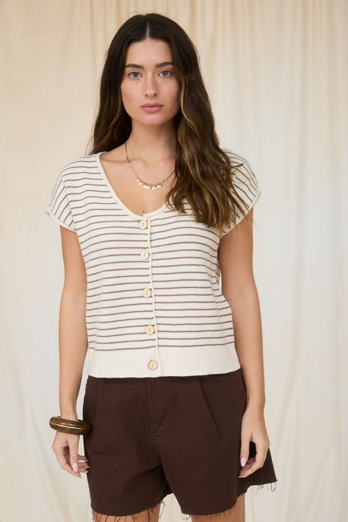 Scoop Neck Short Sleeve Cardi