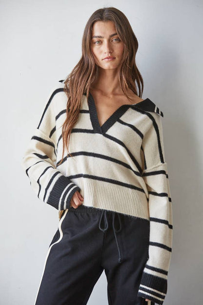 The Weekend Stripe Polo Sweater