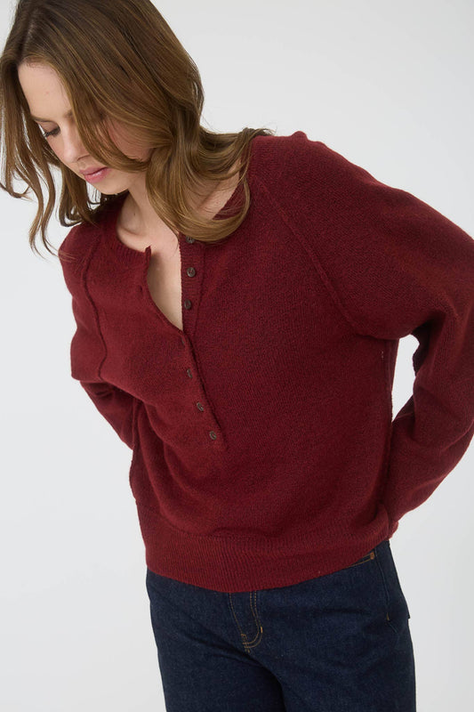 Laid-Back Henley Sweater