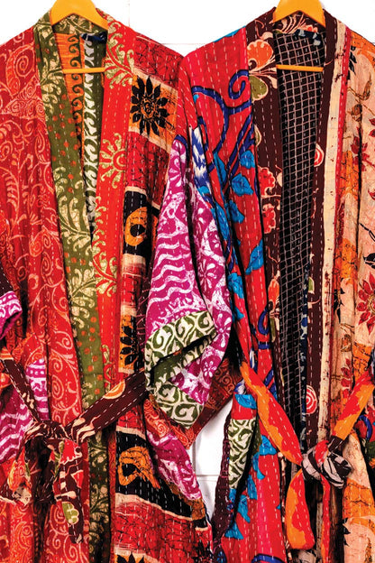 Kantha Kimono Quilted Cotton Robe