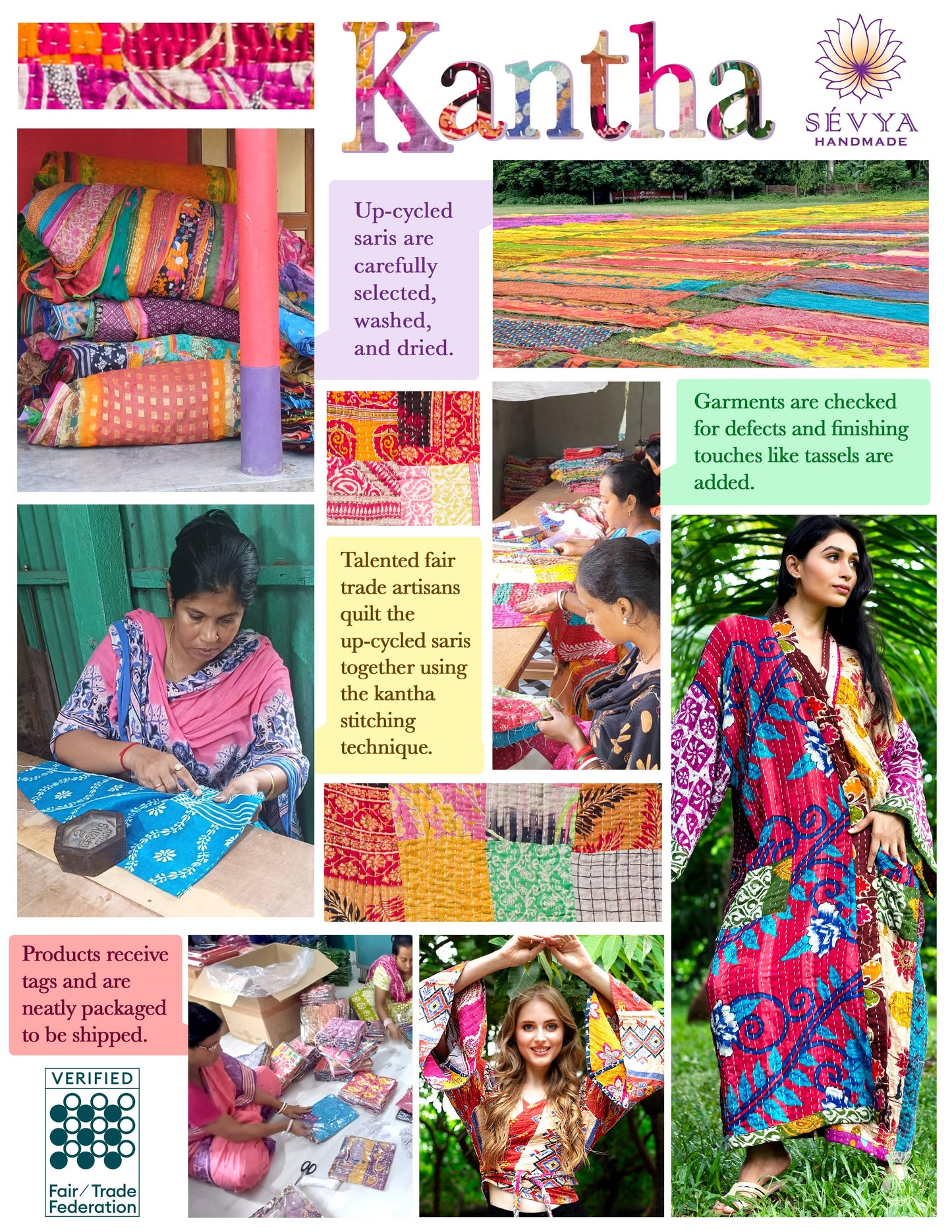 Kantha Kimono Quilted Cotton Robe