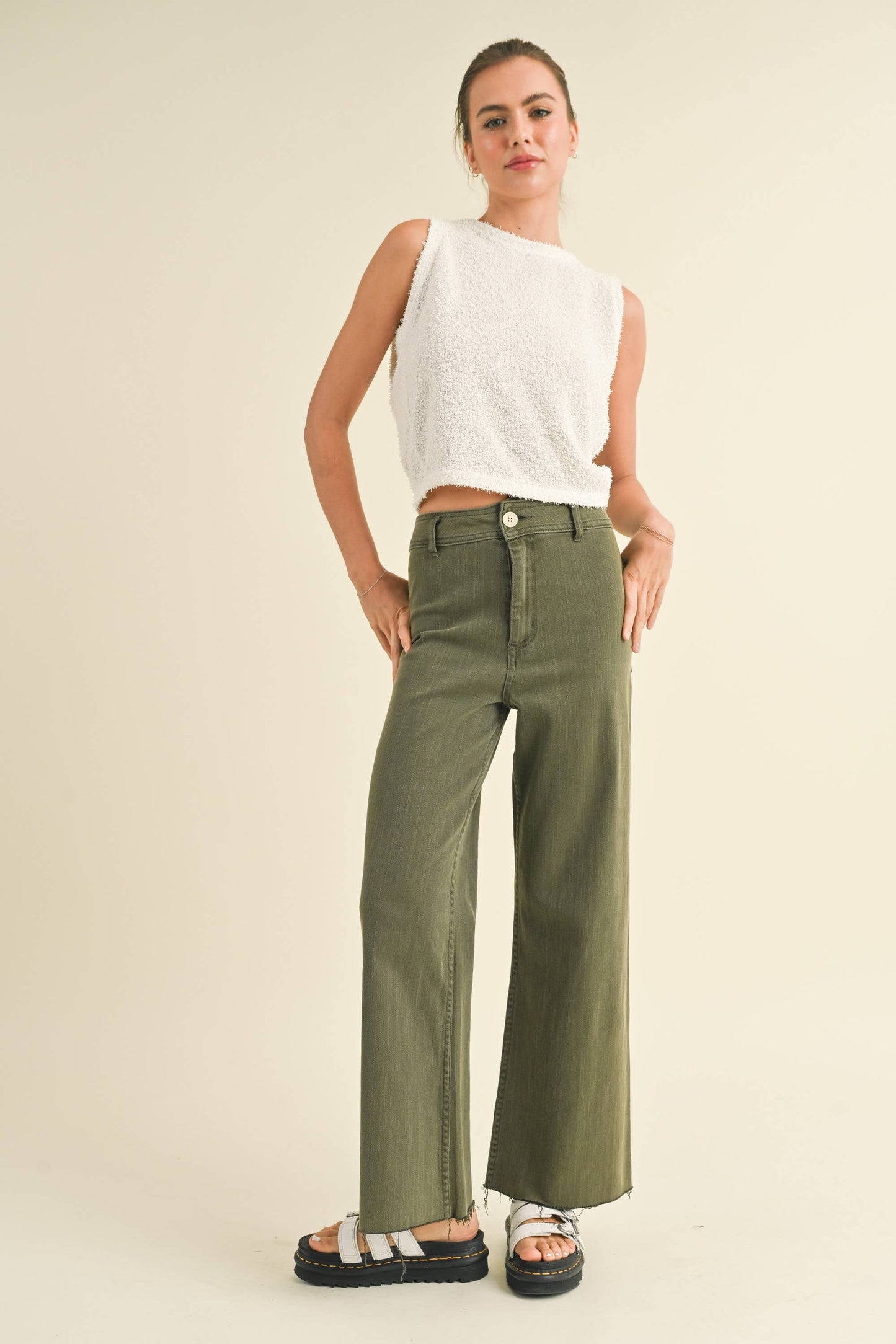 Stone Wide Leg Denim Pants