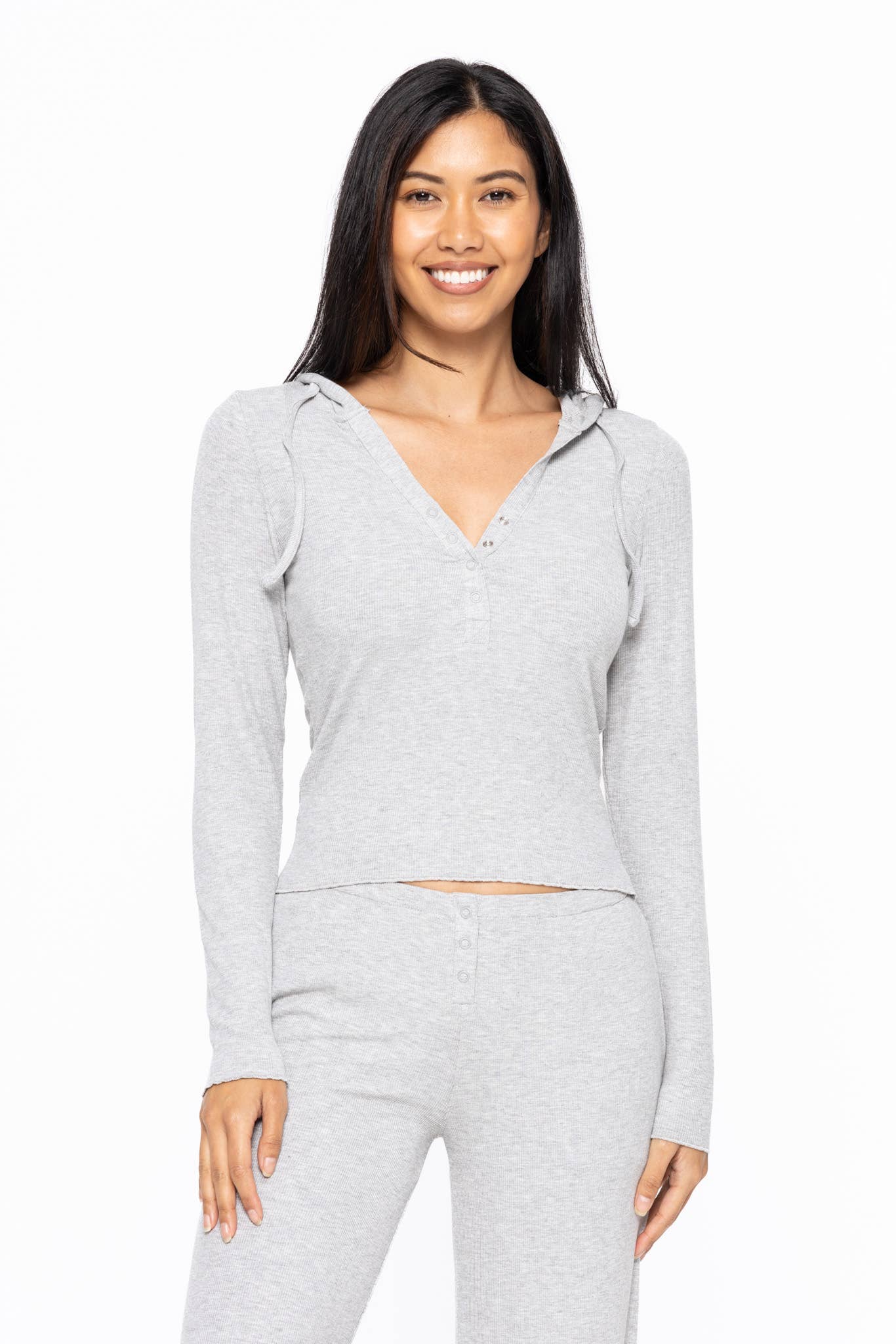 Bamboo Blend Long Sleeve Henley Hoodie