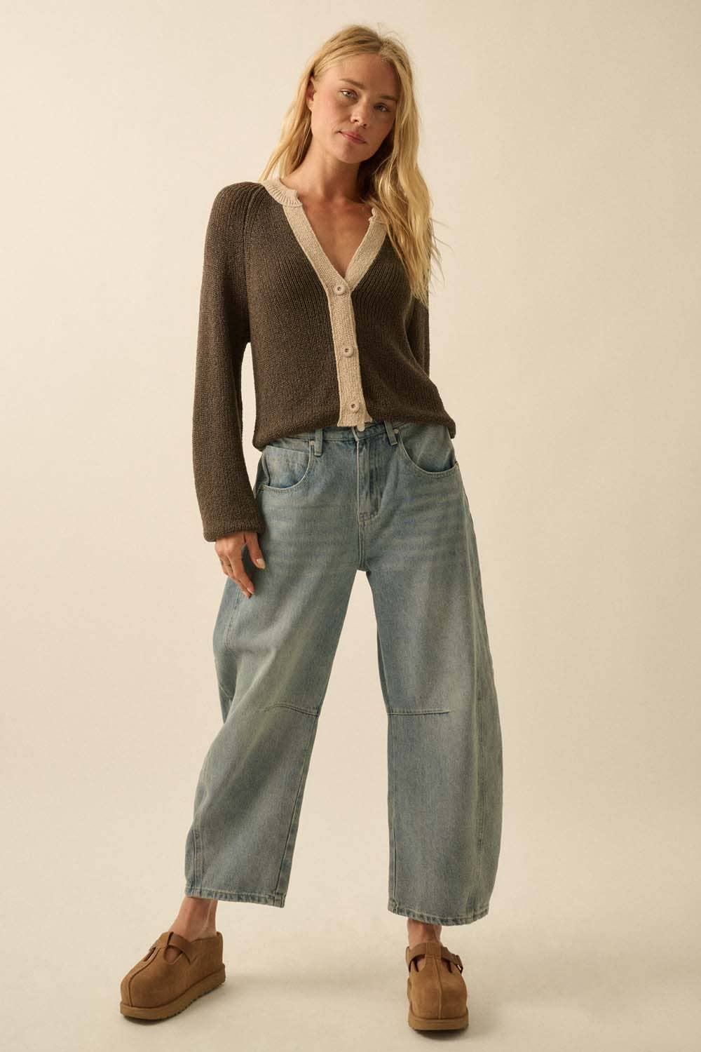 Best Selling Ribbed Knit Contrast Cardi