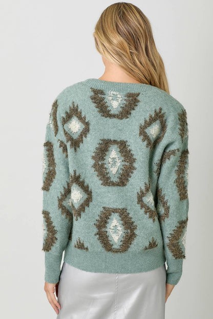 Aztec Pattern Button Down Cardigan