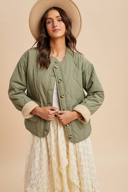 Quilted Sherpa Lined Puffer Jacket