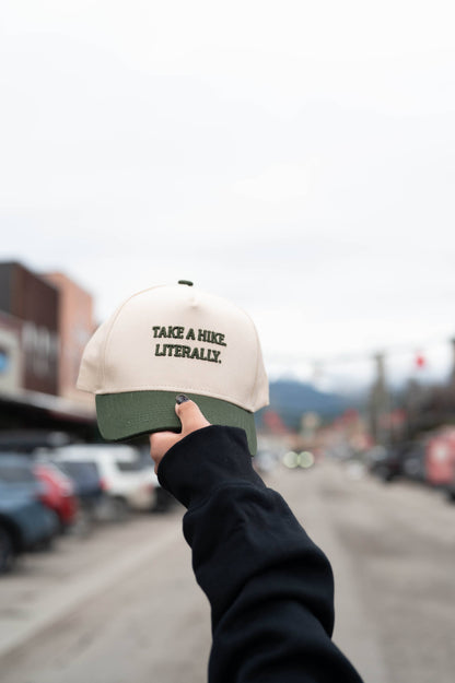 Take A Hike. Literally. Embroidered Trucker - Forest