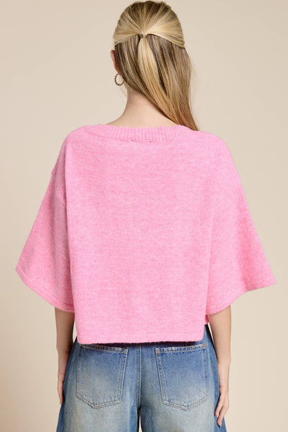 Wide Sleeve Button Front Knit Cardi