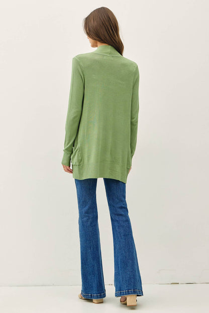 Essential Cotton Blend Open Front Cardigan