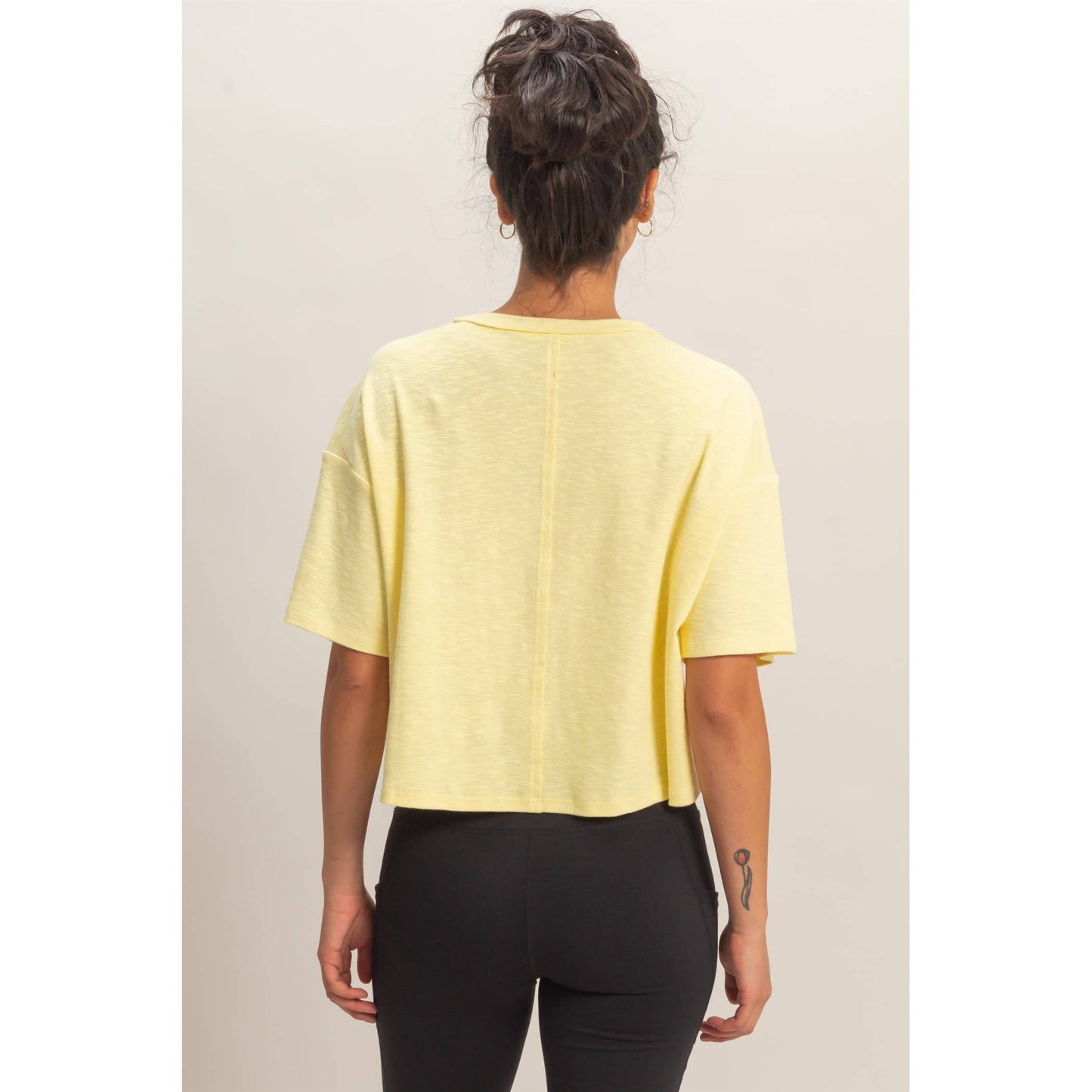 Boxy Crew Neck Top With Pocket