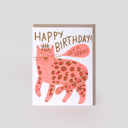 Birthday Grrrl Cheetah Letterpress Greeting Card by Hello!Lucky