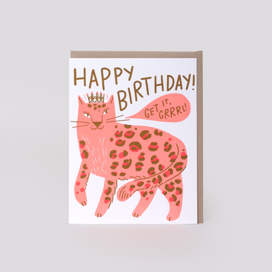 Birthday Grrrl Cheetah Letterpress Greeting Card by Hello!Lucky