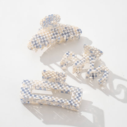 Blue Sand Checkerboard Large - Assorted Claw Clips